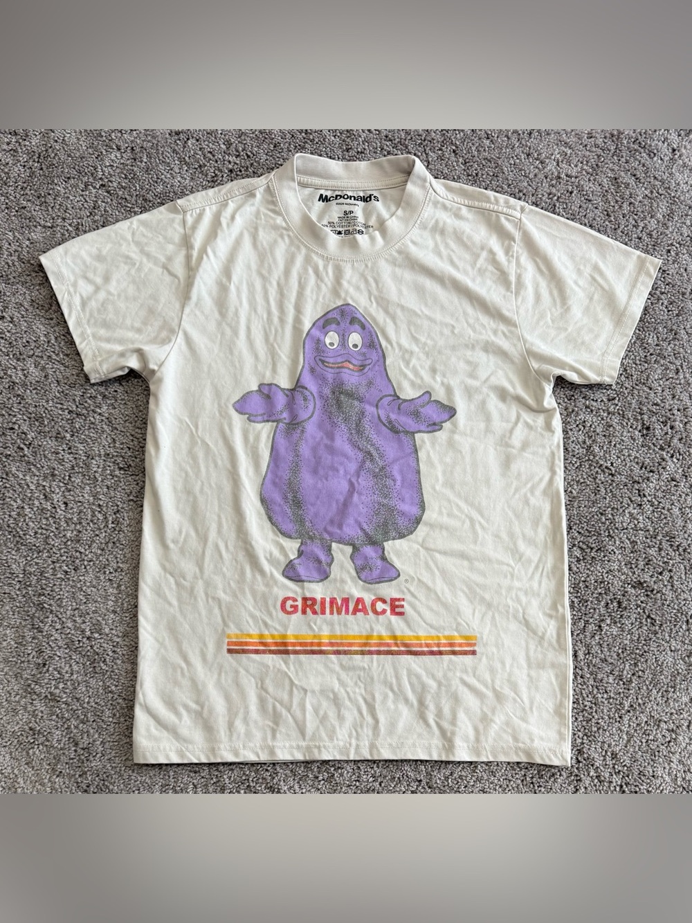McDonald's Grimace SS 2026 T-Shirt Cream Purple Vintage Look Mens Size Small